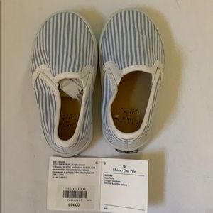 Janie and Jack blue and white striped baby shoe